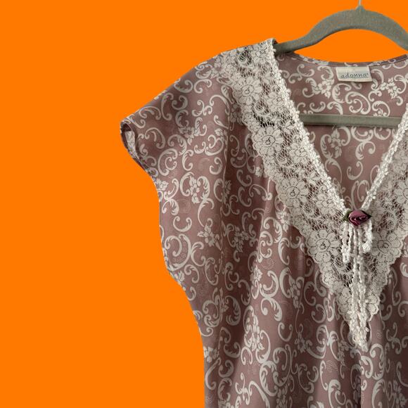 90's vintage victorian floral lace rosette whimsigoth mini slip dress SMALL - Picture 2 of 4